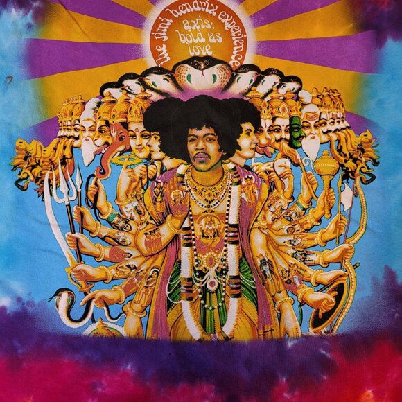 NWOT Jimi Hendrix Axis Bold As Love Tie-Dye SS Shirt Large Authentic Liquid Blue - Picture 2 of 6